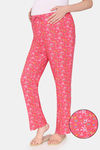 Zivame Maternity Floral Pop Woven Pyjama - Coral Paradise — thumbnail 1